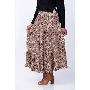Anthropologie Love The Label Wanda Skirt In Fire Clay Printed Smocked L 287453